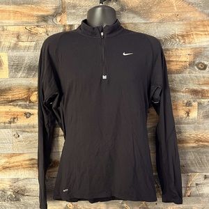 Nike Dri-FIT Men's 1/4 Zip Black Long Sleeve Shirt Running Pullover Top Large